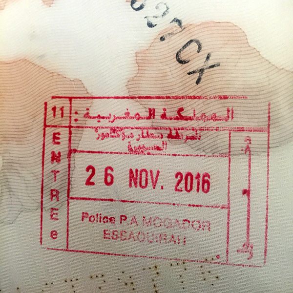 Tampon d'entrée sur mon passeport © Gilles Denizot 2016