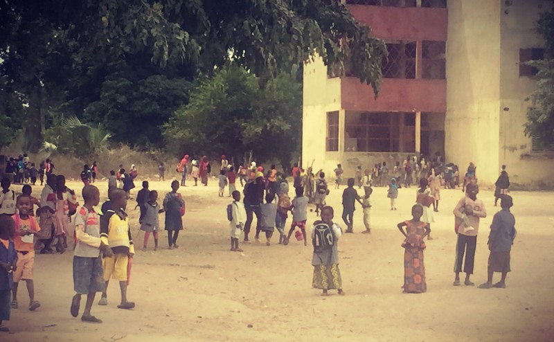 Cour d'école entre les arbres, une multitude de gamins #Off2Africa 47 Bignona Casamance Sénégal © Gilles Denizot 2017