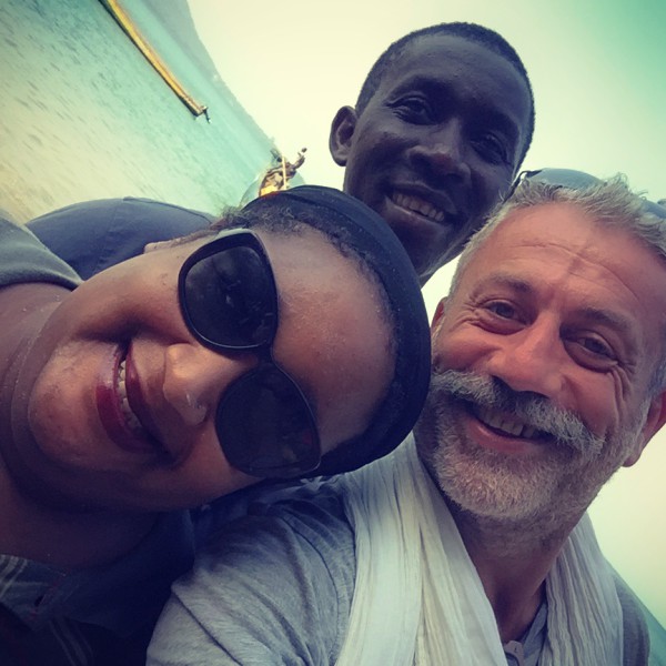 Selfie aux trois aventuriers #Off2Africa 57 Îles de Loos Guinée © Gilles Denizot 2017