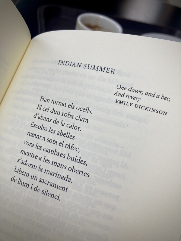 un livre ouvert sur Indian Summer, poème de Jaume Subirana